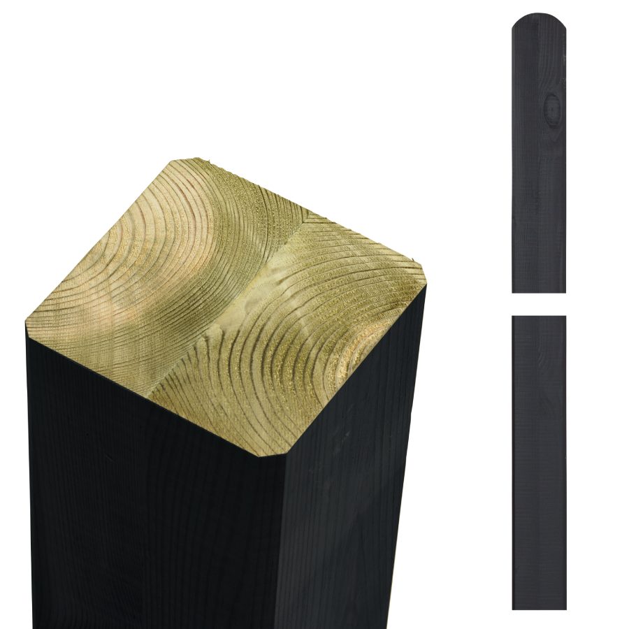 Omlimet sort stolpe 90x90mm i 148cm